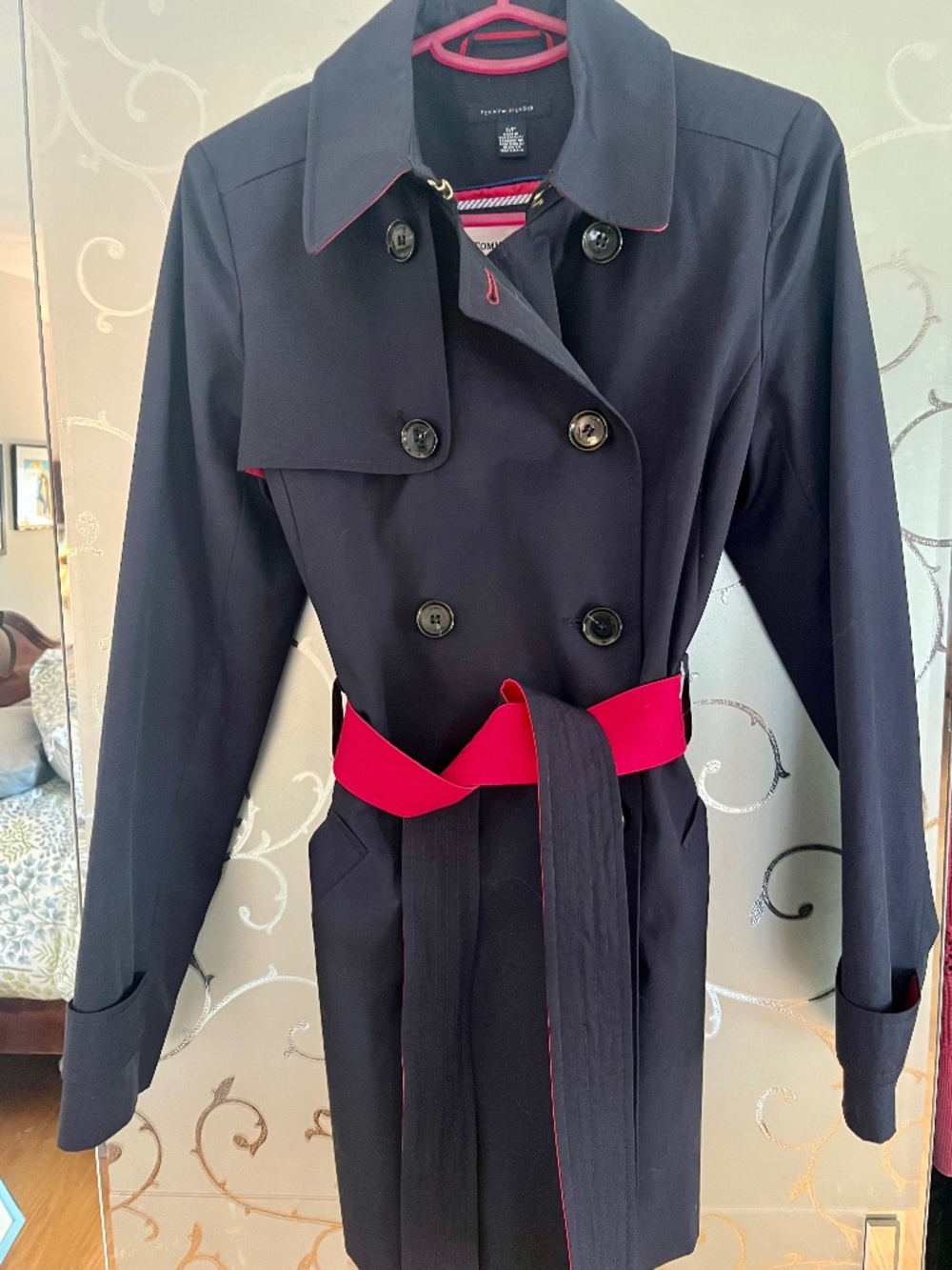 Navy & Pink Tommy Hilfiger Trench Coat